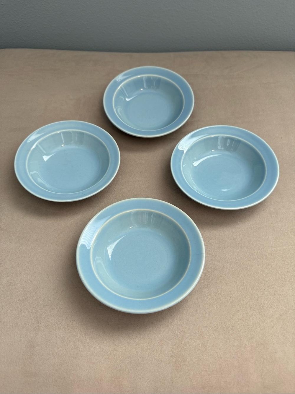 Vintage Lu-Ray Pastels Bowl Set of 4 Small Dessert Berry Dish Light Blue Easter